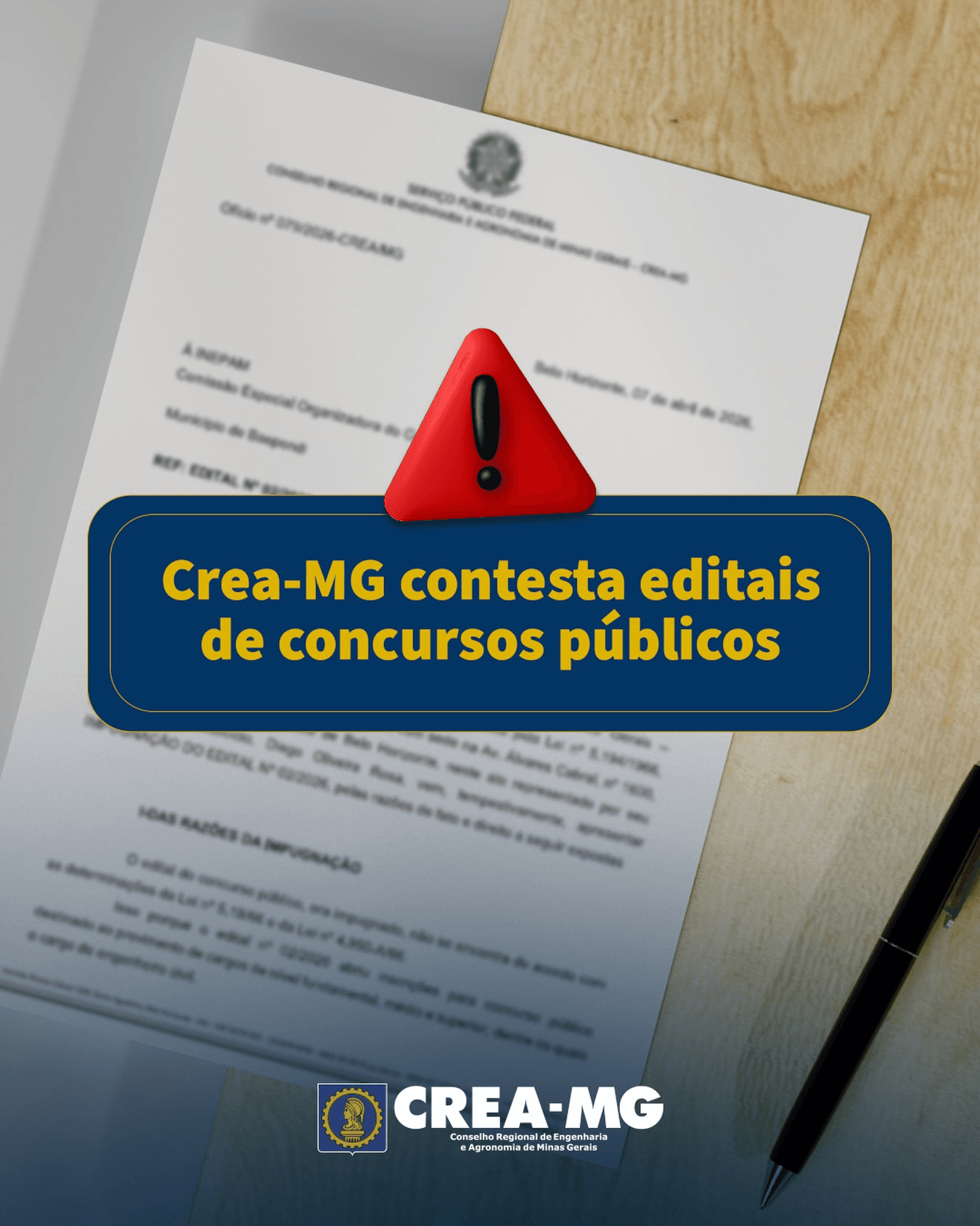 O Crea-MG protocolou pedidos de impugnação de editais das pr